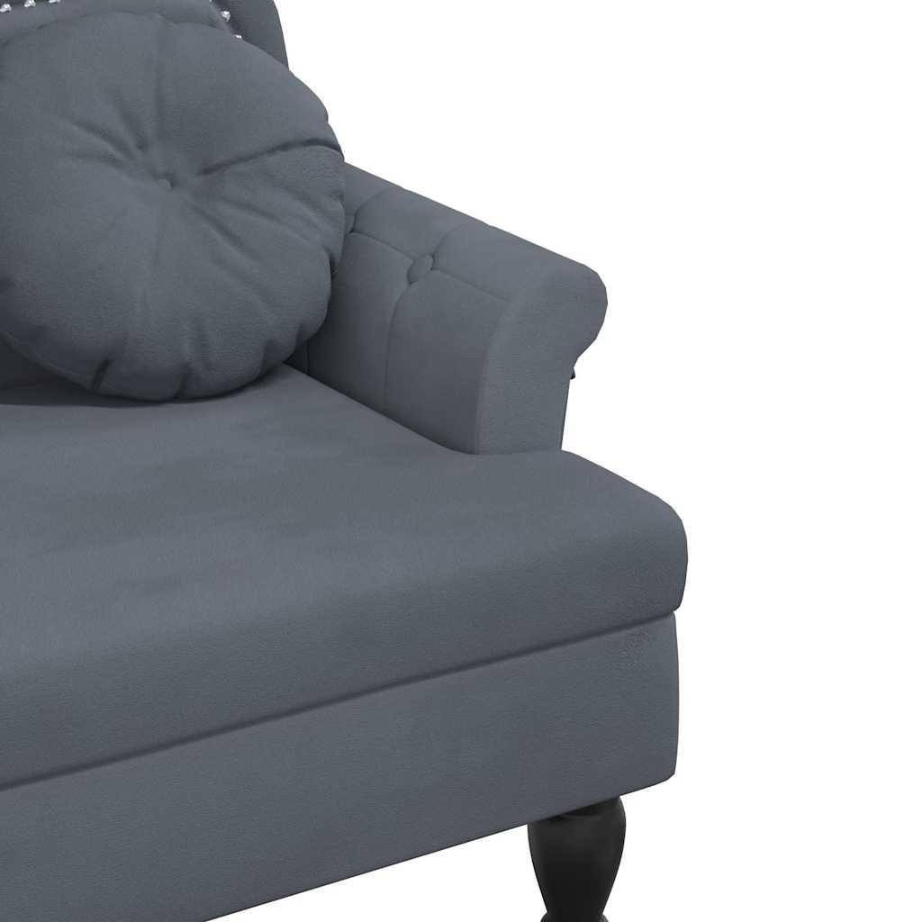 Bench with cushions, gray, 120.5x65x75cm, velvet
