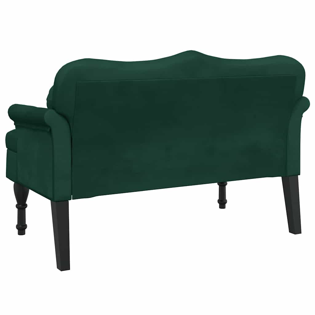 Bench with cushions, green, 120.5x65x75cm, velvet