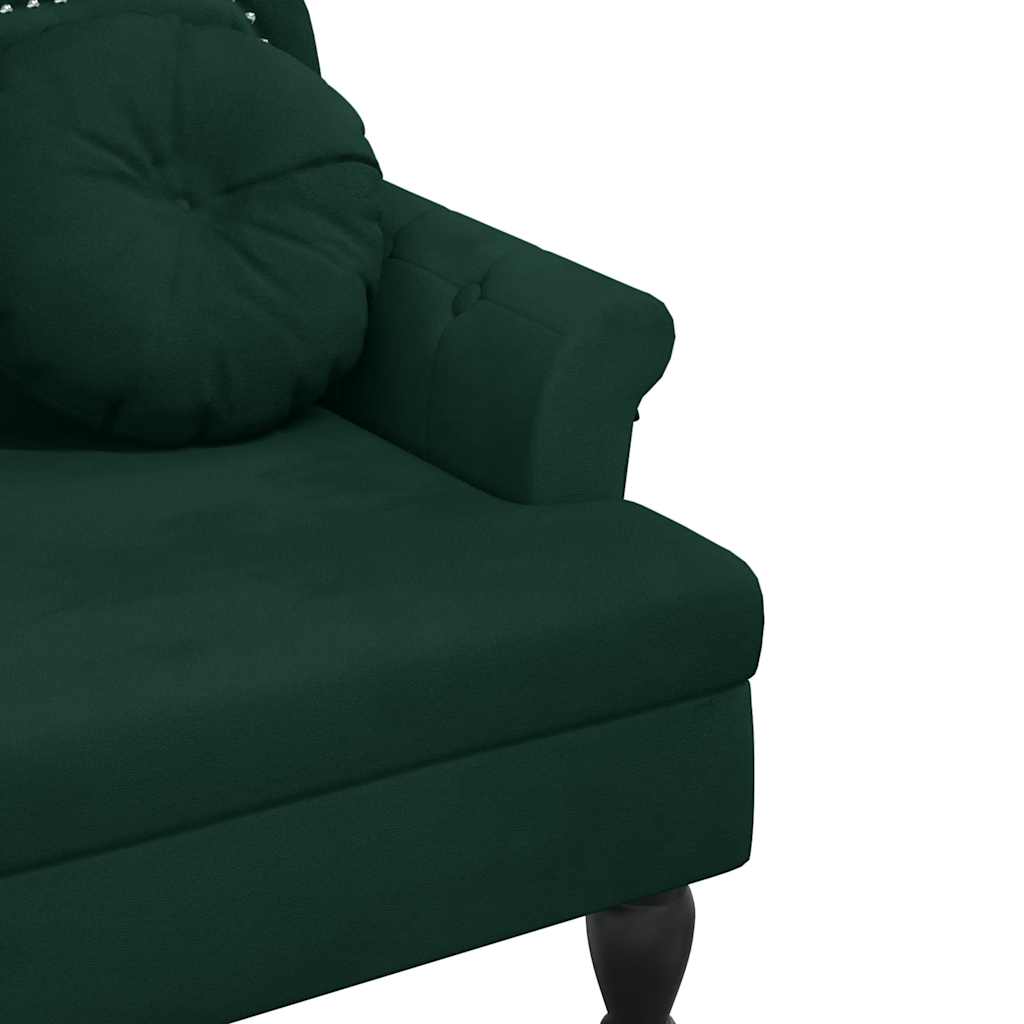 Bench with cushions, green, 120.5x65x75cm, velvet