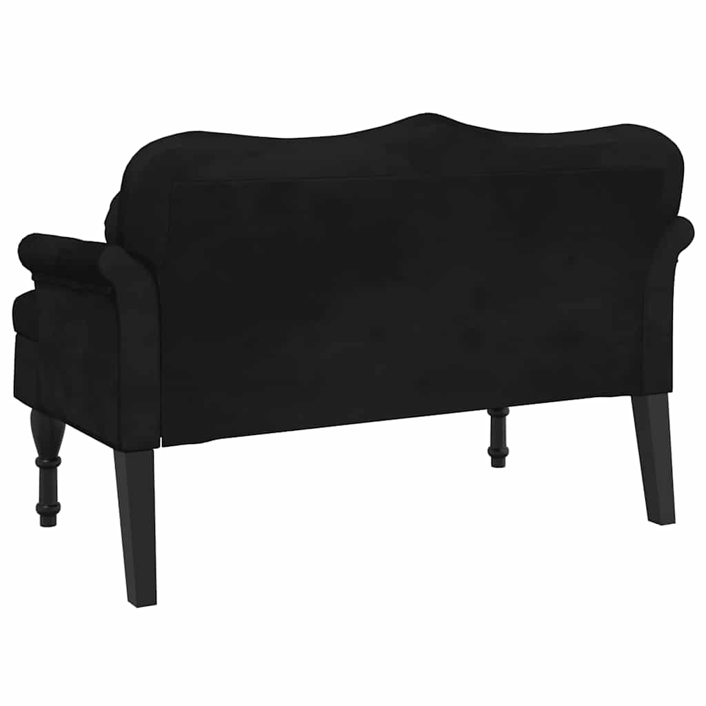 Bench with cushions, black, 120.5x65x75cm, velvet