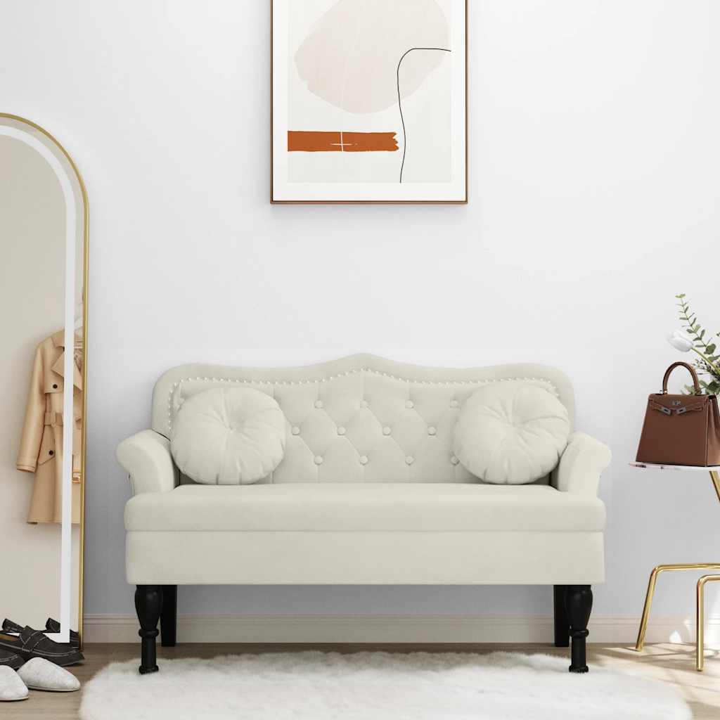 Soliņš ar spilveniem, krēmkrāsas, 120,5x65x75cm, samts
