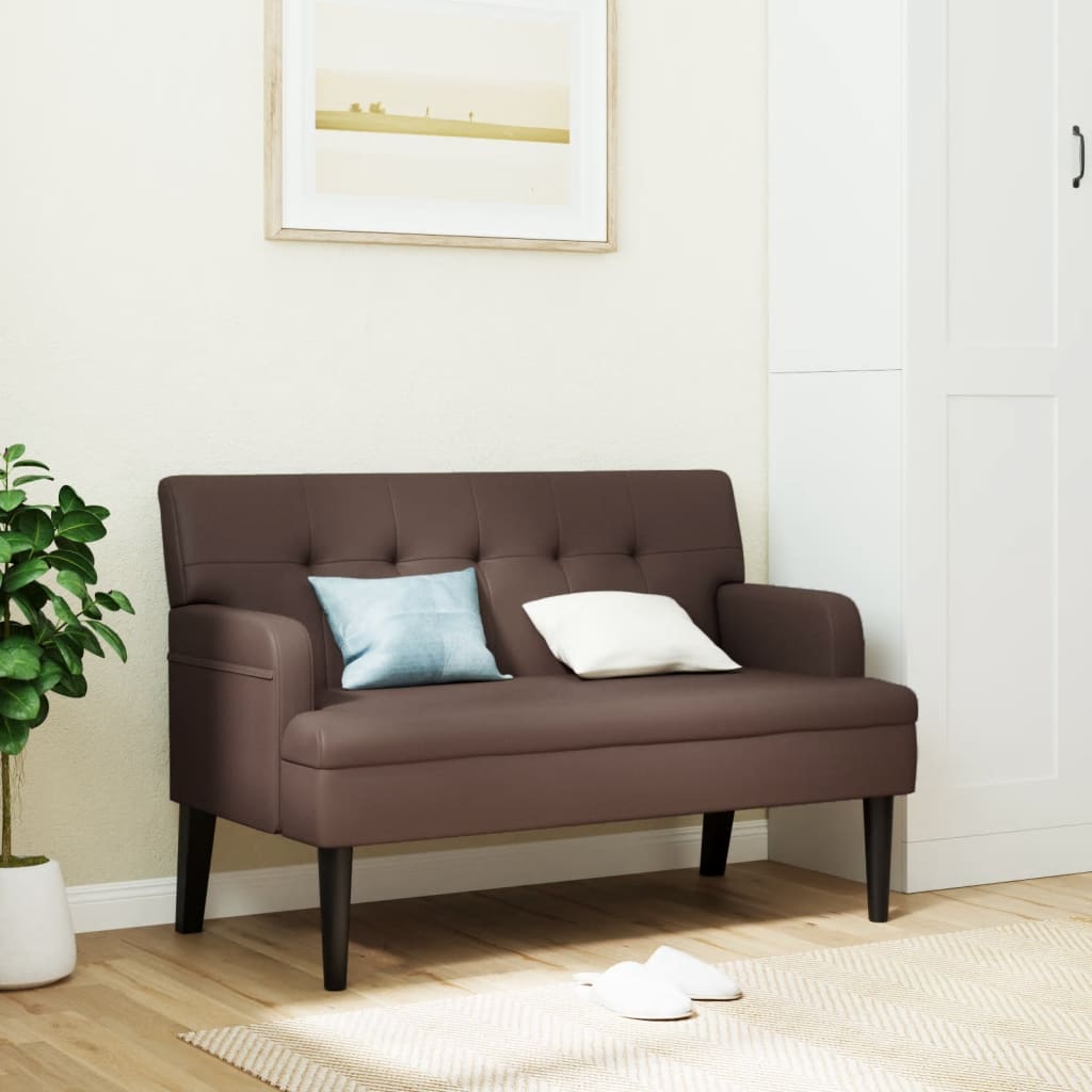 Sols ar atzveltni, brūns, 112x65,5x75cm, mākslīgā āda