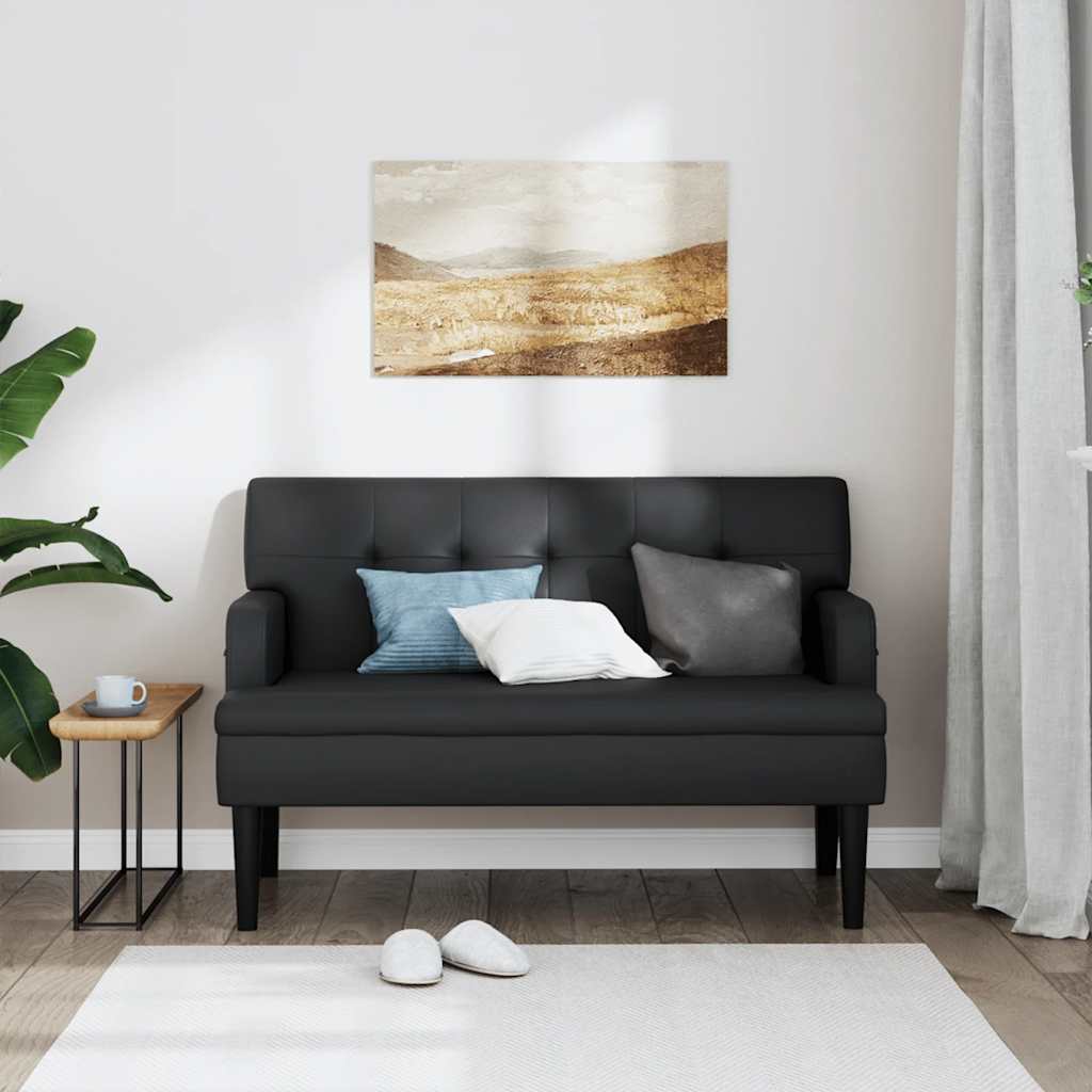 Suoliukas su atlošu, juodas, 112x65,5x75cm, dirbtinė oda