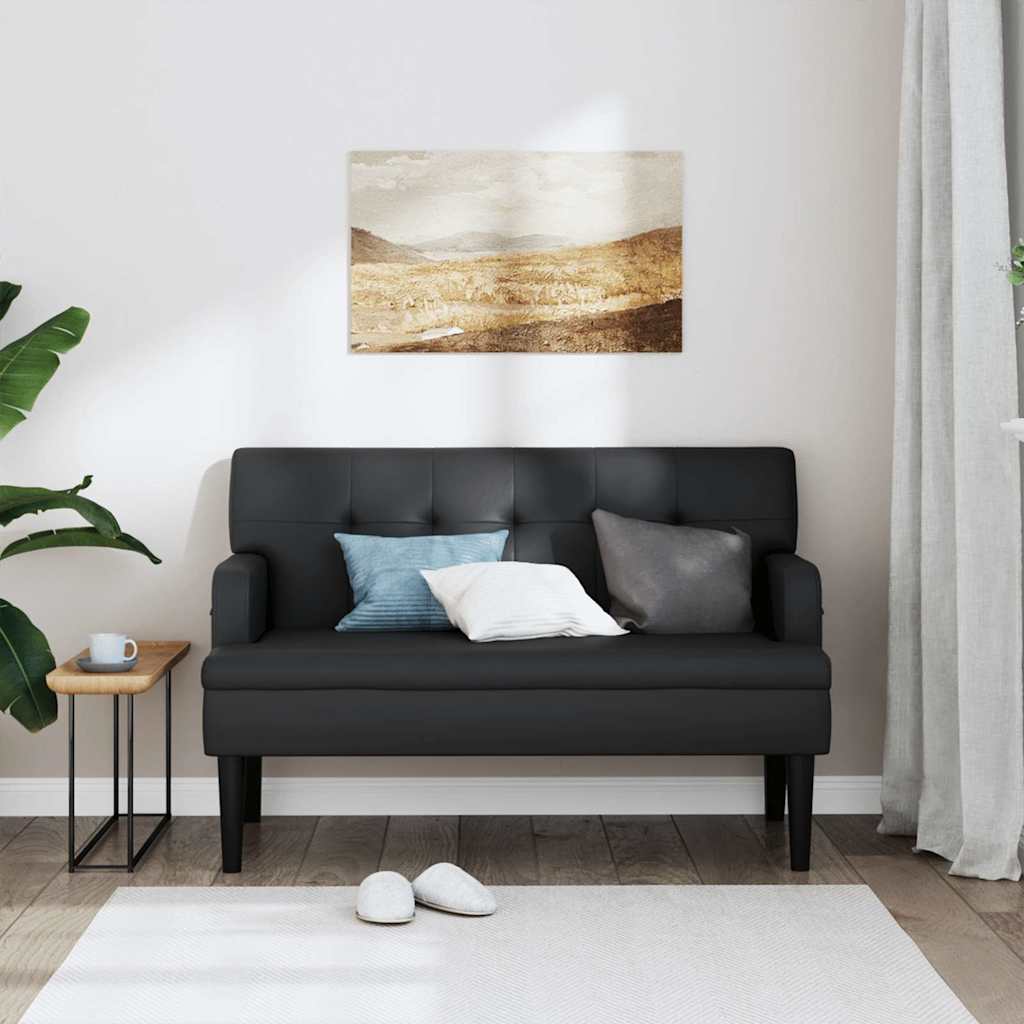 Suoliukas su atlošu, juodas, 112x65,5x75cm, dirbtinė oda