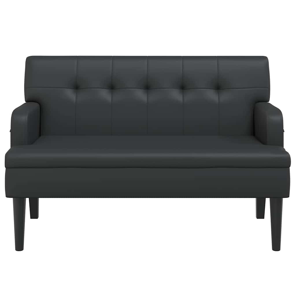 Bench with backrest, black, 112x65.5x75cm, artificial leather