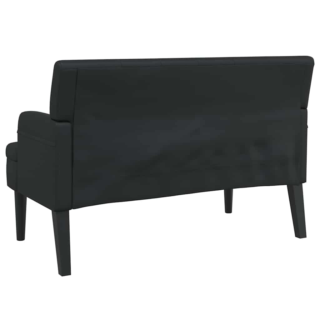 Bench with backrest, black, 112x65.5x75cm, artificial leather