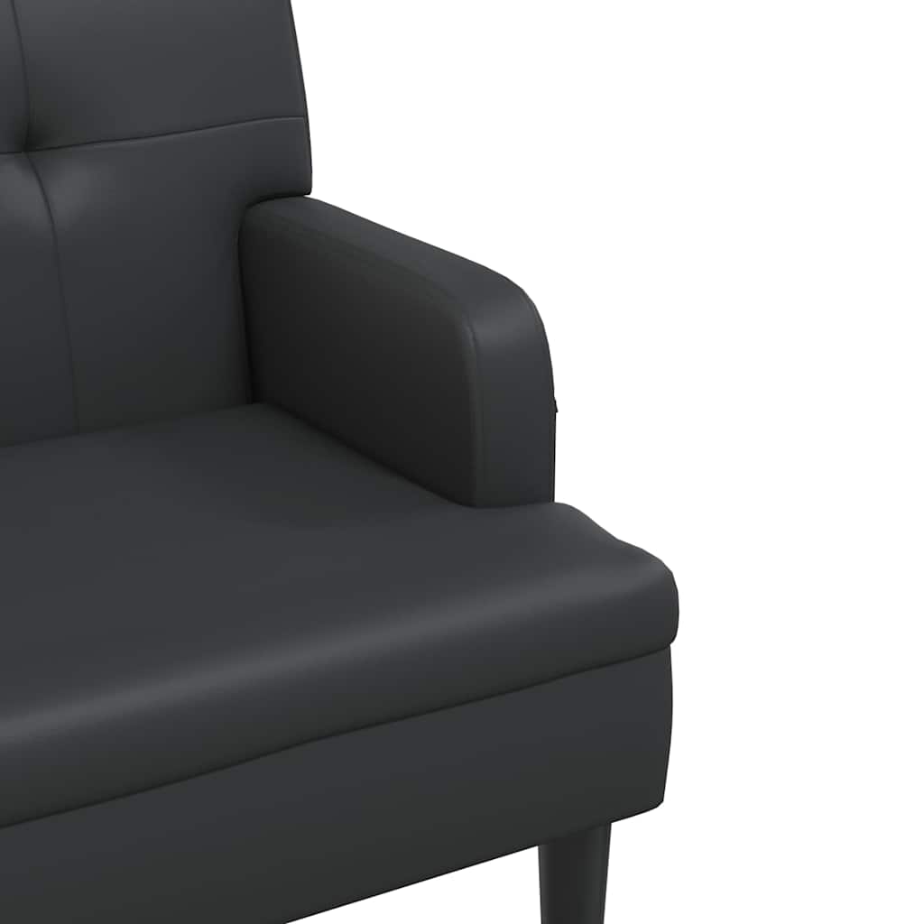 Bench with backrest, black, 112x65.5x75cm, artificial leather