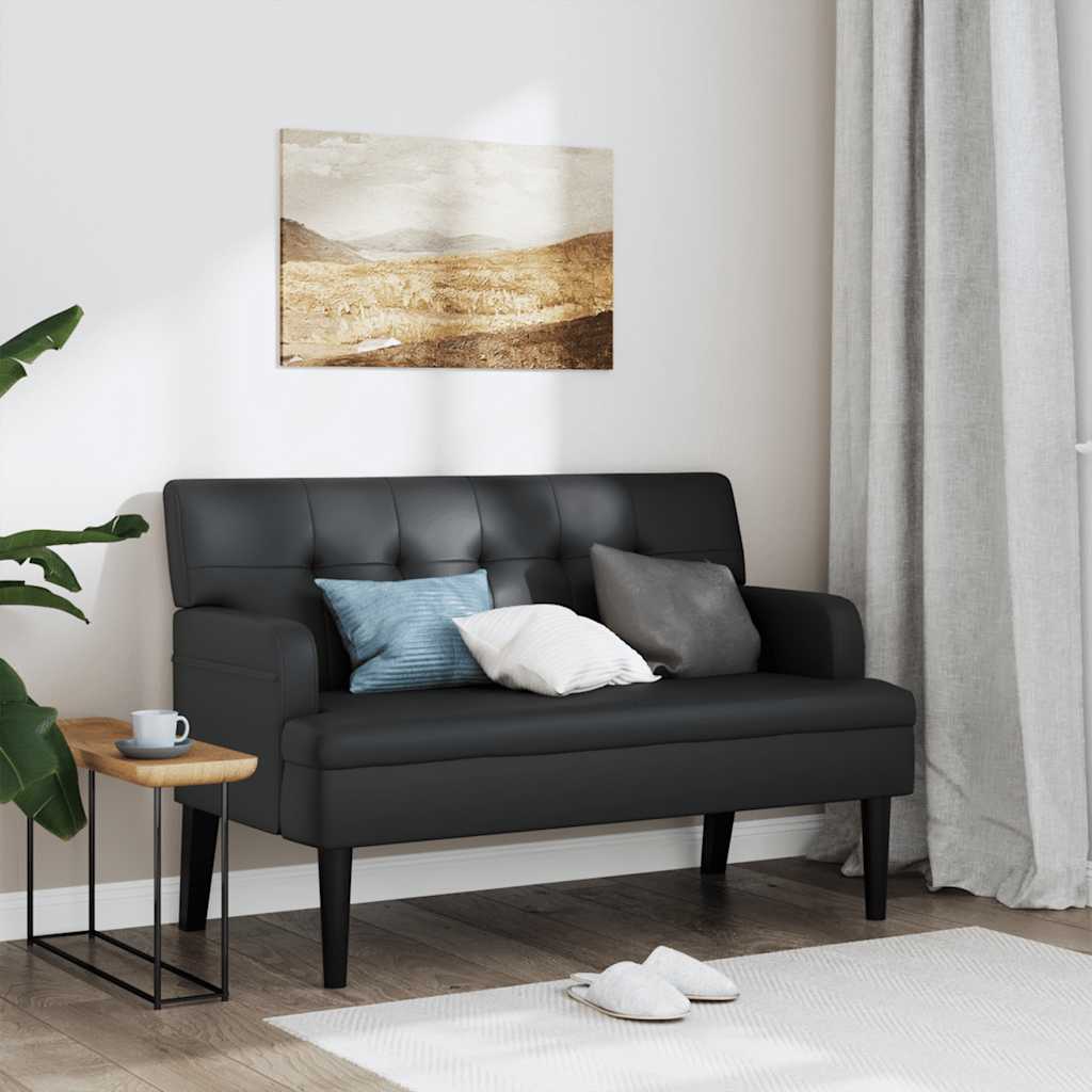 Suoliukas su atlošu, juodas, 112x65,5x75cm, dirbtinė oda