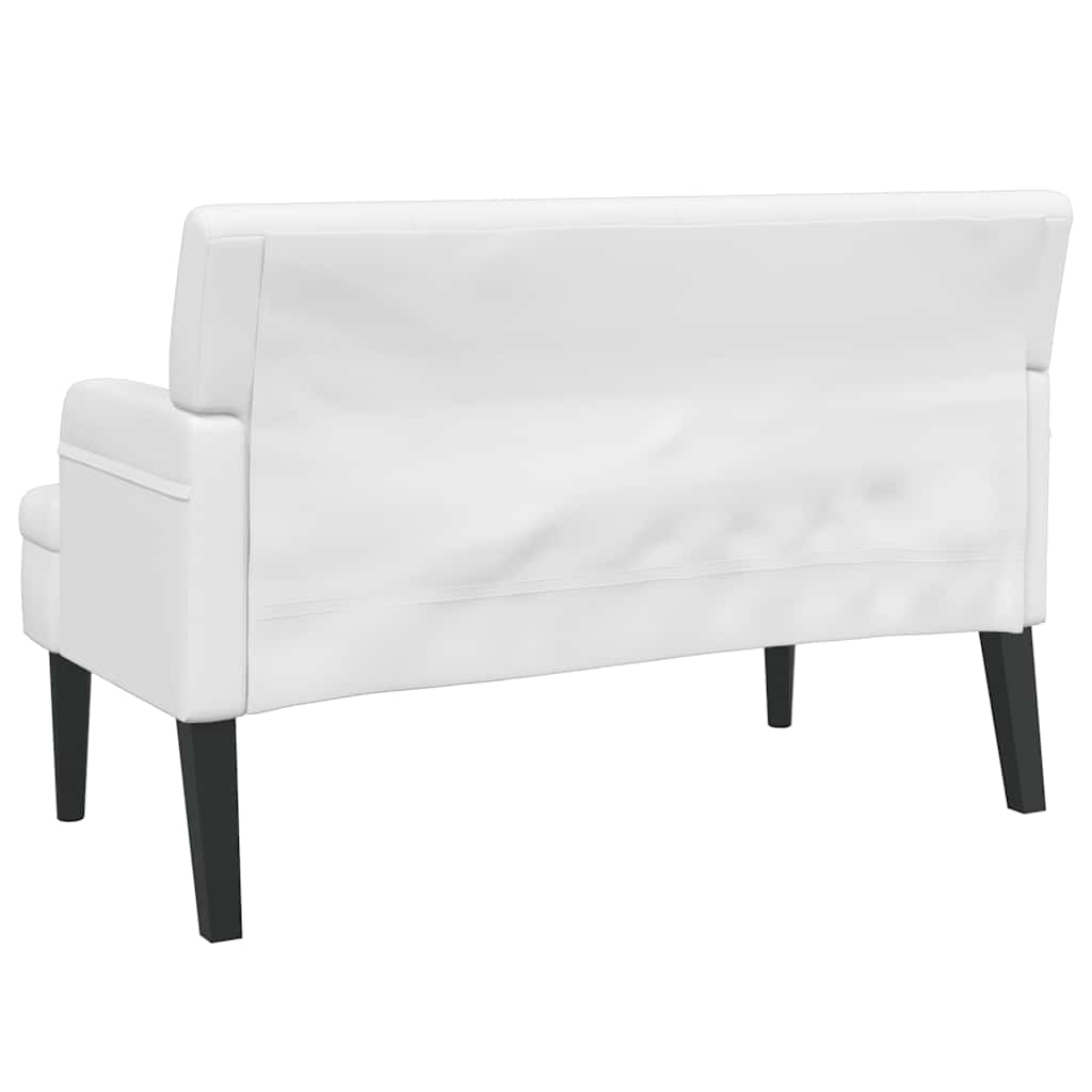 Sols ar atzveltni, balts, 112x65,5x75cm, mākslīgā āda