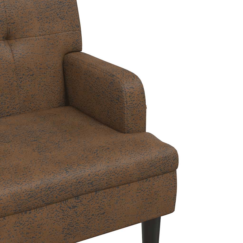 Bench with backrest, brown, 112x65.5x75cm, faux suede