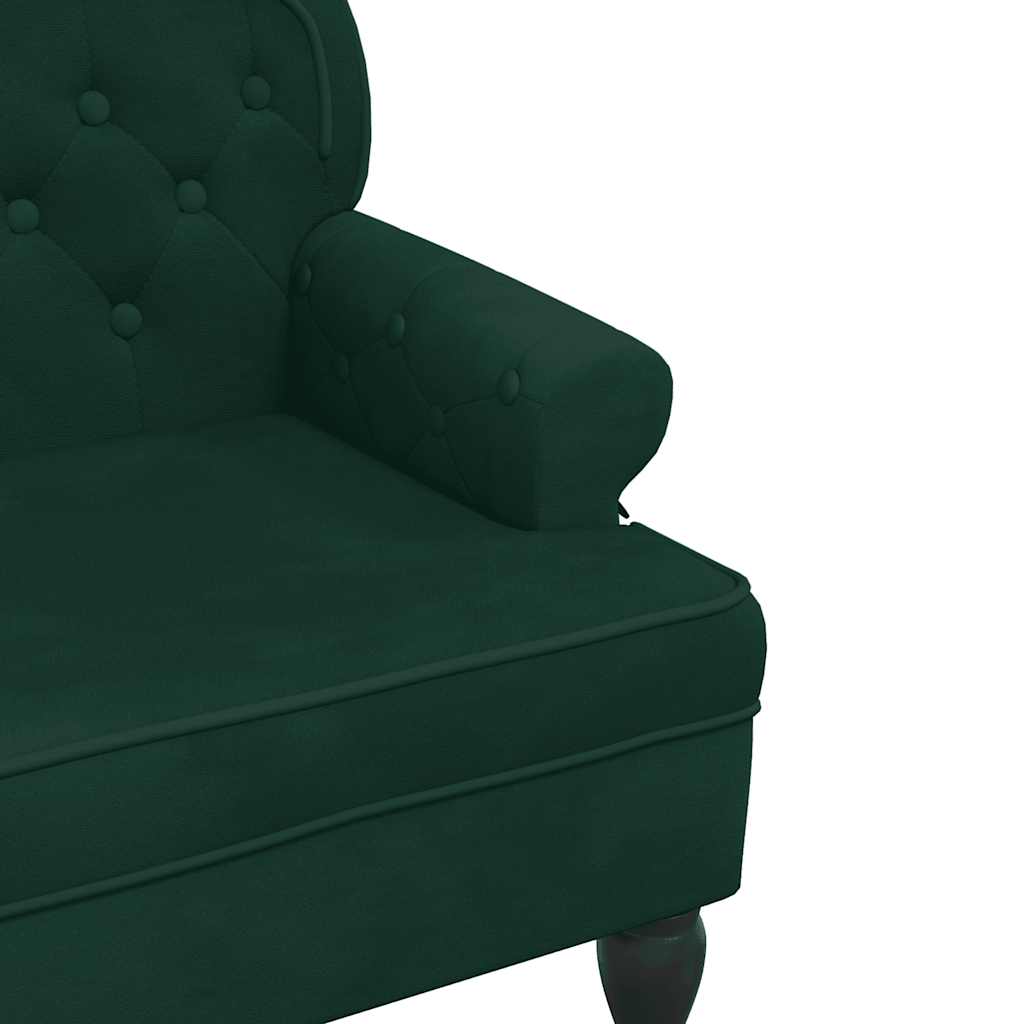 Bench with backrest, dark green, 119.5x64.5x75cm, velvet