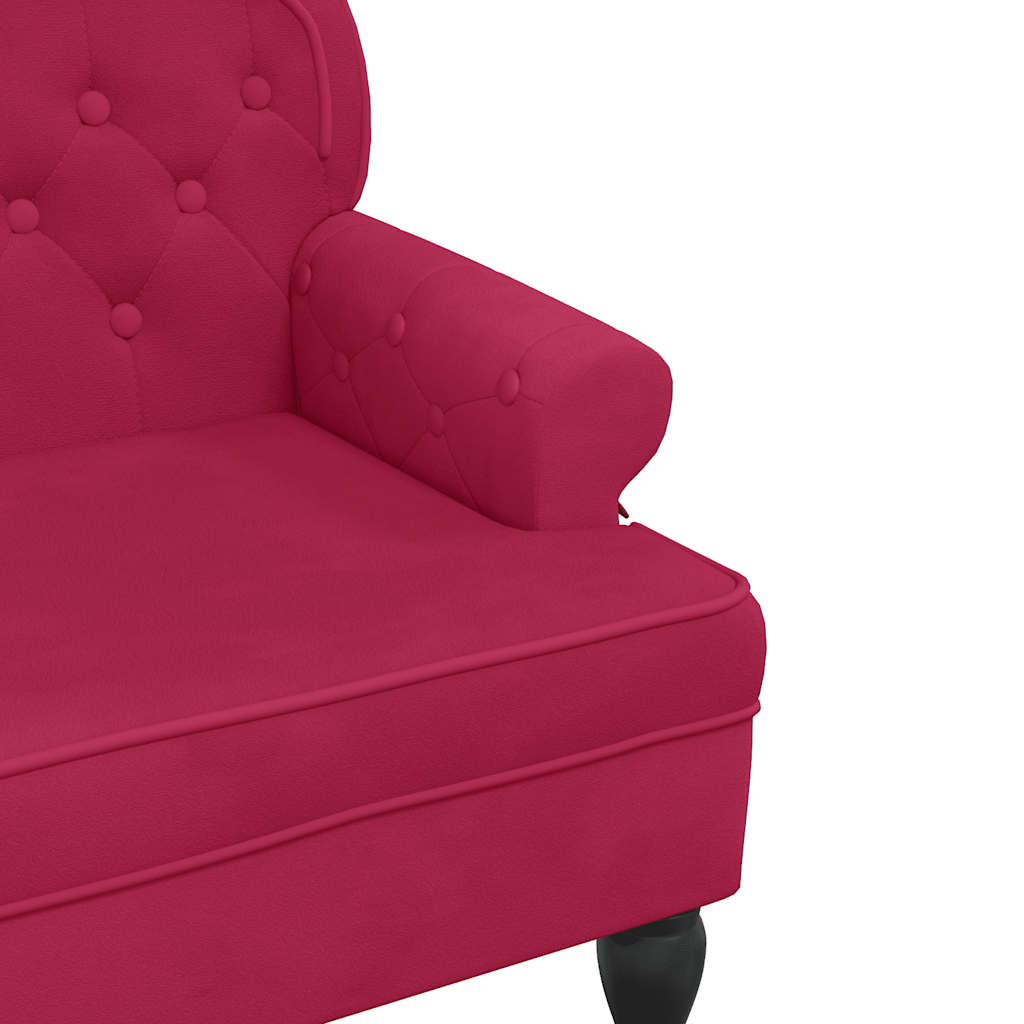 Bench with backrest, burgundy, 119.5x64.5x75cm, velvet