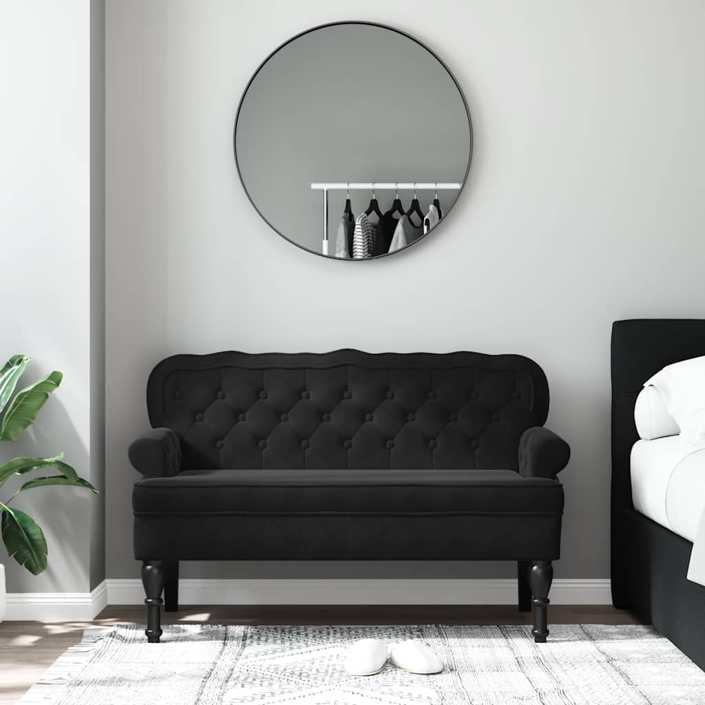 Sols ar atzveltni, melns, 119,5x64,5x75cm, samts