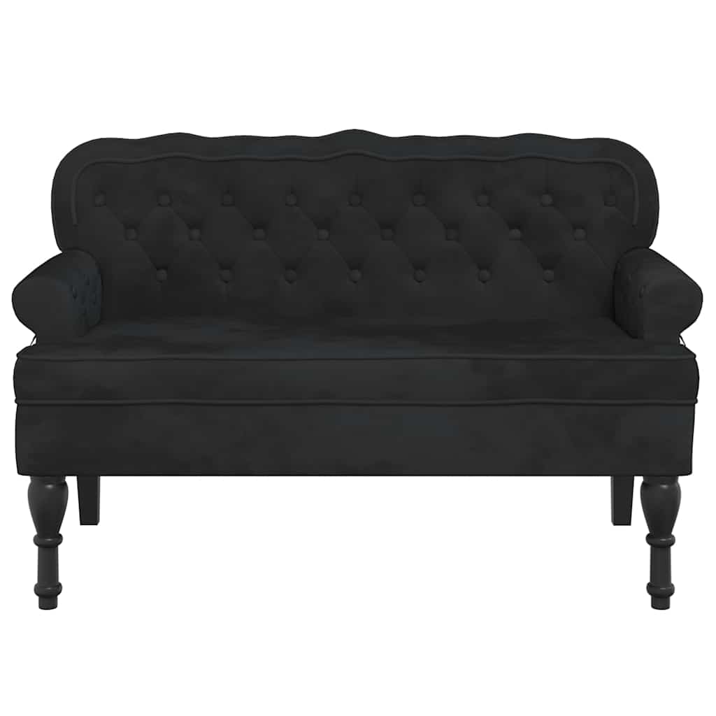 Sols ar atzveltni, melns, 119,5x64,5x75cm, samts
