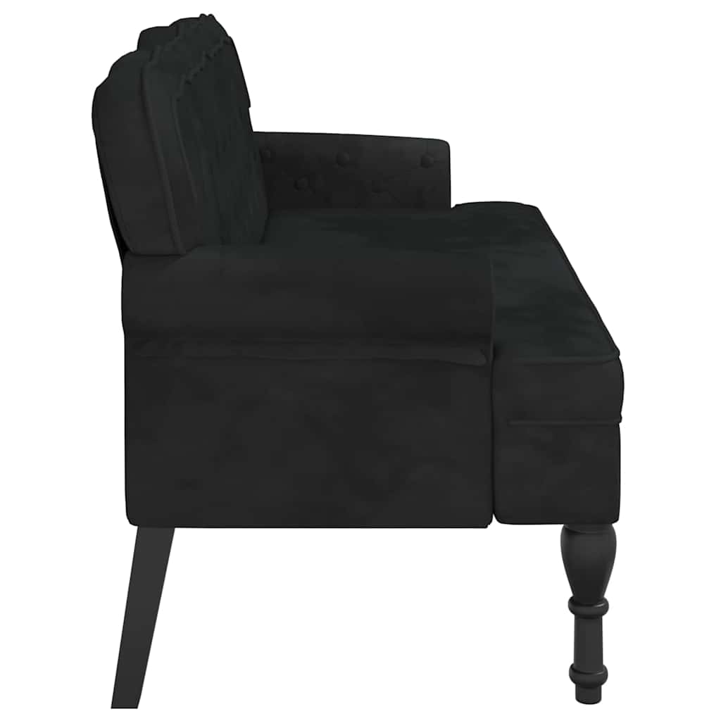 Sols ar atzveltni, melns, 119,5x64,5x75cm, samts