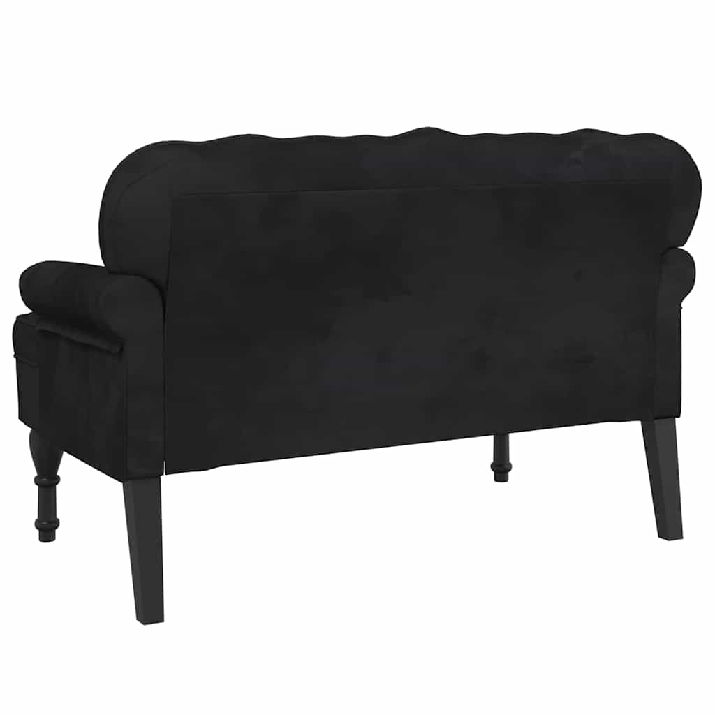 Sols ar atzveltni, melns, 119,5x64,5x75cm, samts