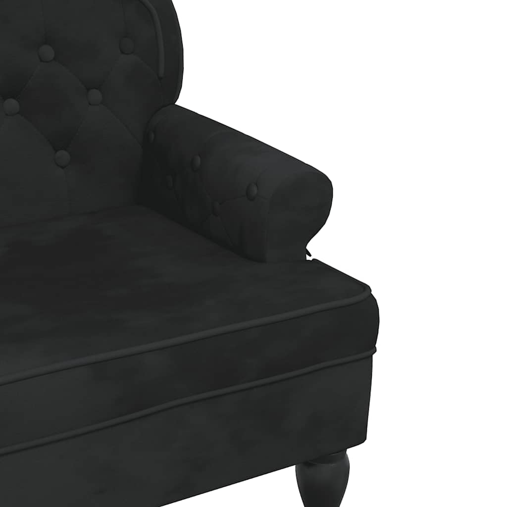 Sols ar atzveltni, melns, 119,5x64,5x75cm, samts