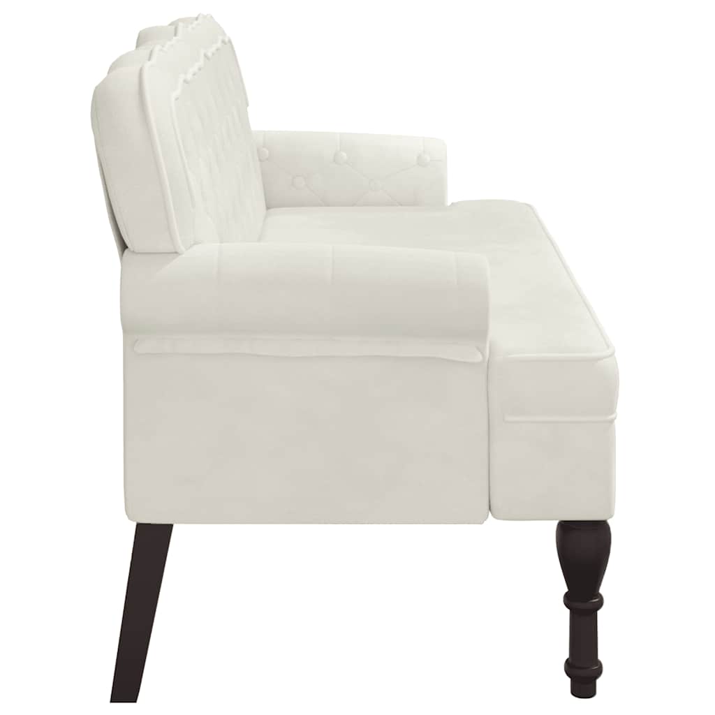 Bench with backrest, cream, 119.5x64.5x75cm, velvet