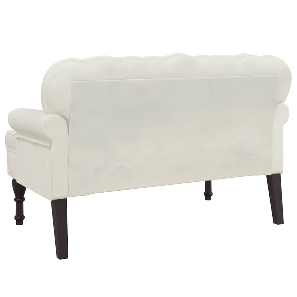 Bench with backrest, cream, 119.5x64.5x75cm, velvet