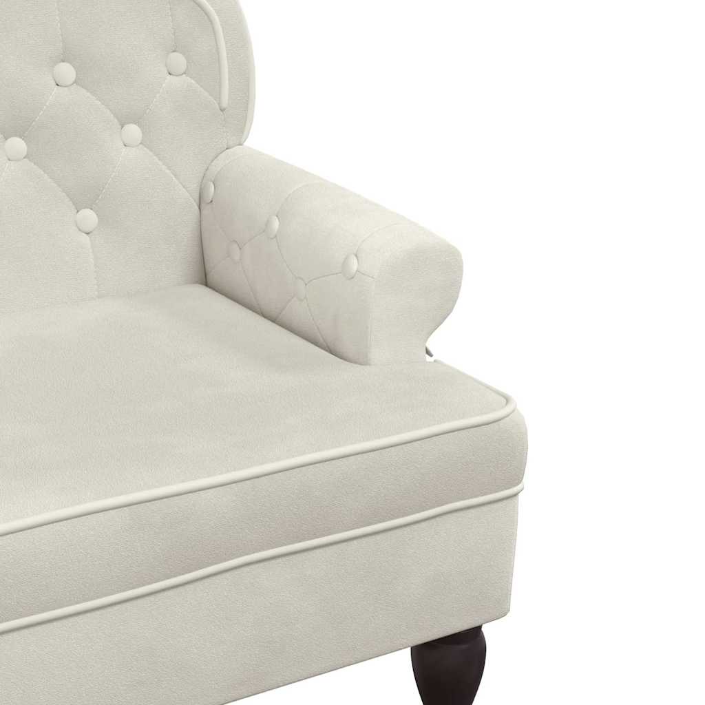 Bench with backrest, cream, 119.5x64.5x75cm, velvet