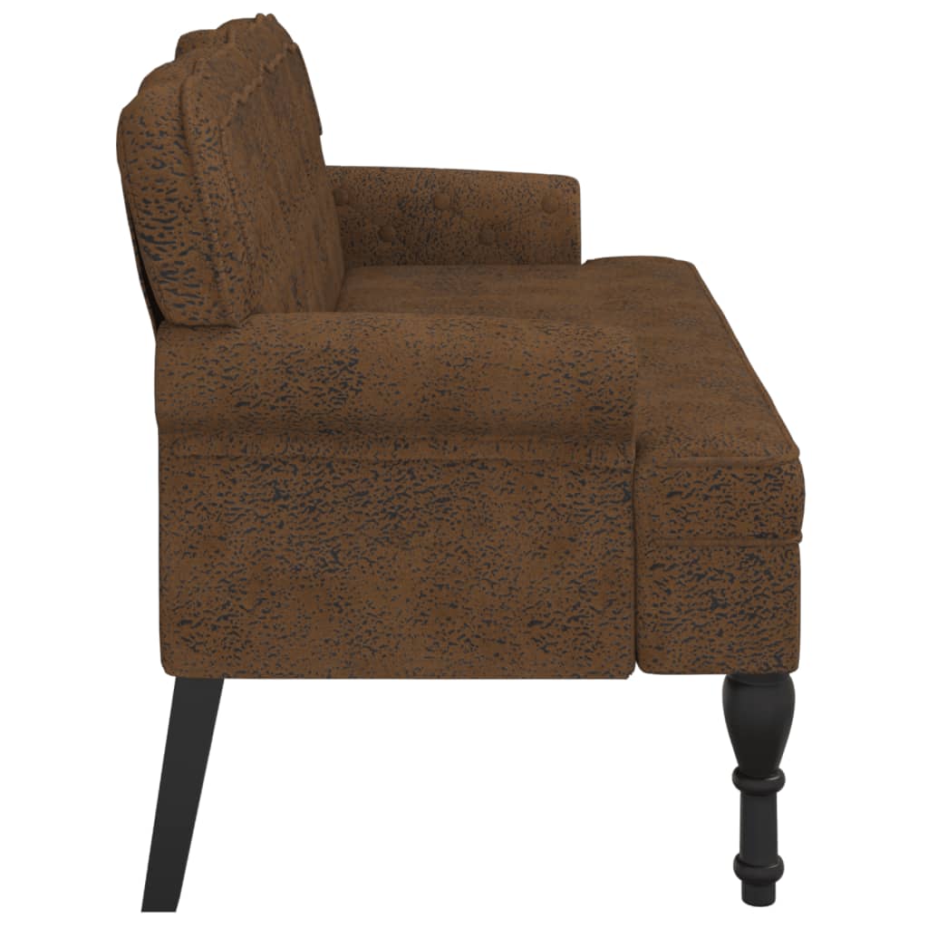 Bench with backrest, brown, 119.5x64.5x75cm, artificial leather