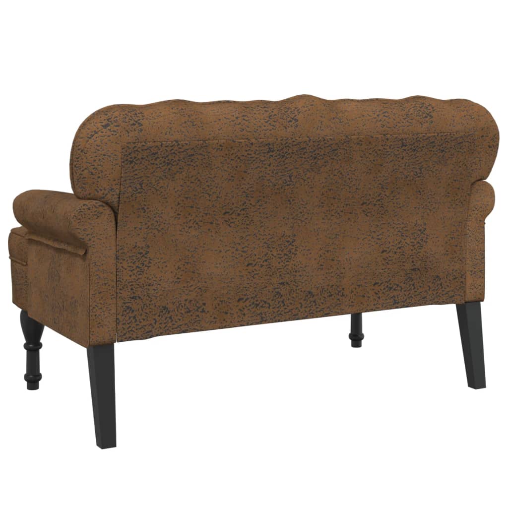 Bench with backrest, brown, 119.5x64.5x75cm, artificial leather