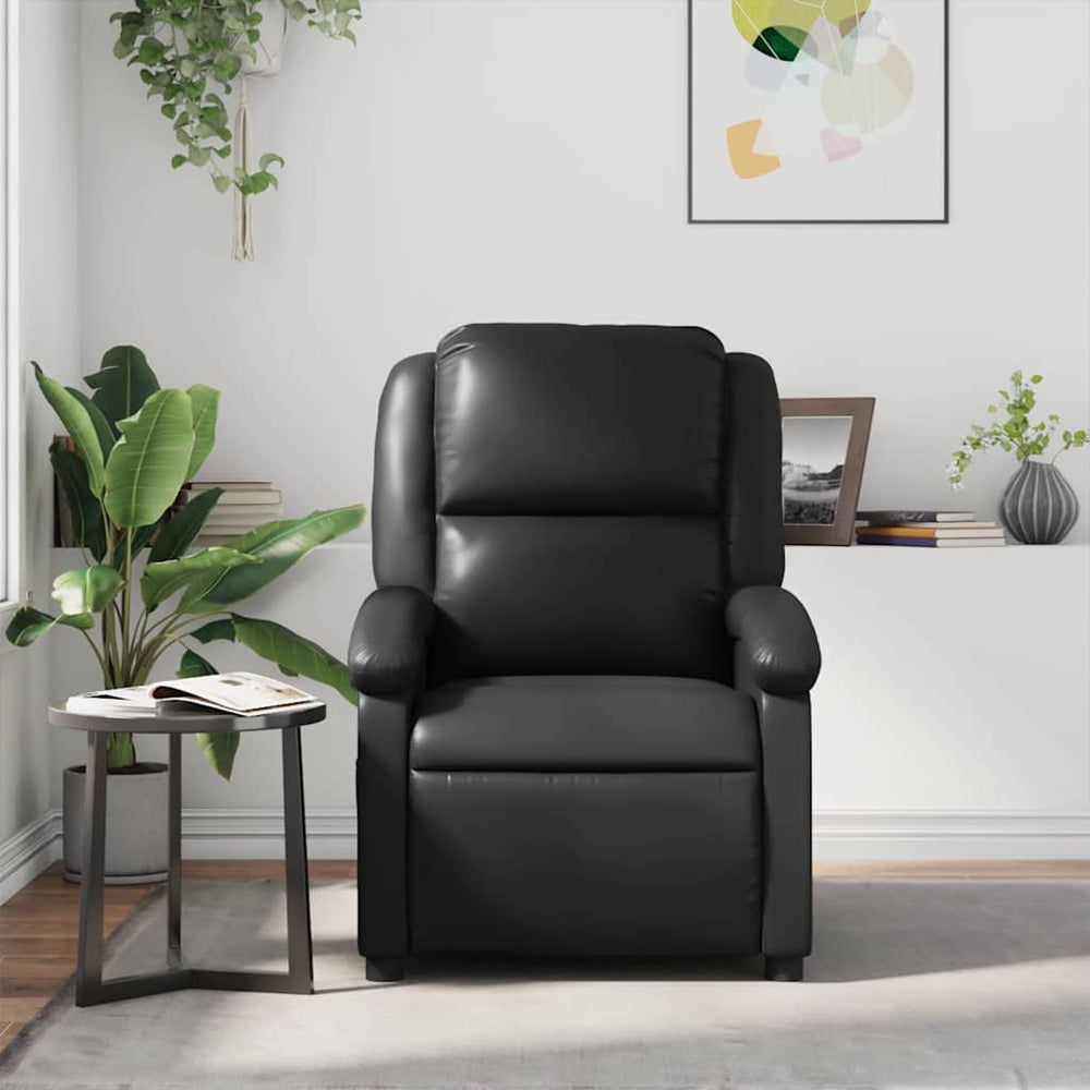Recliner, black, faux leather
