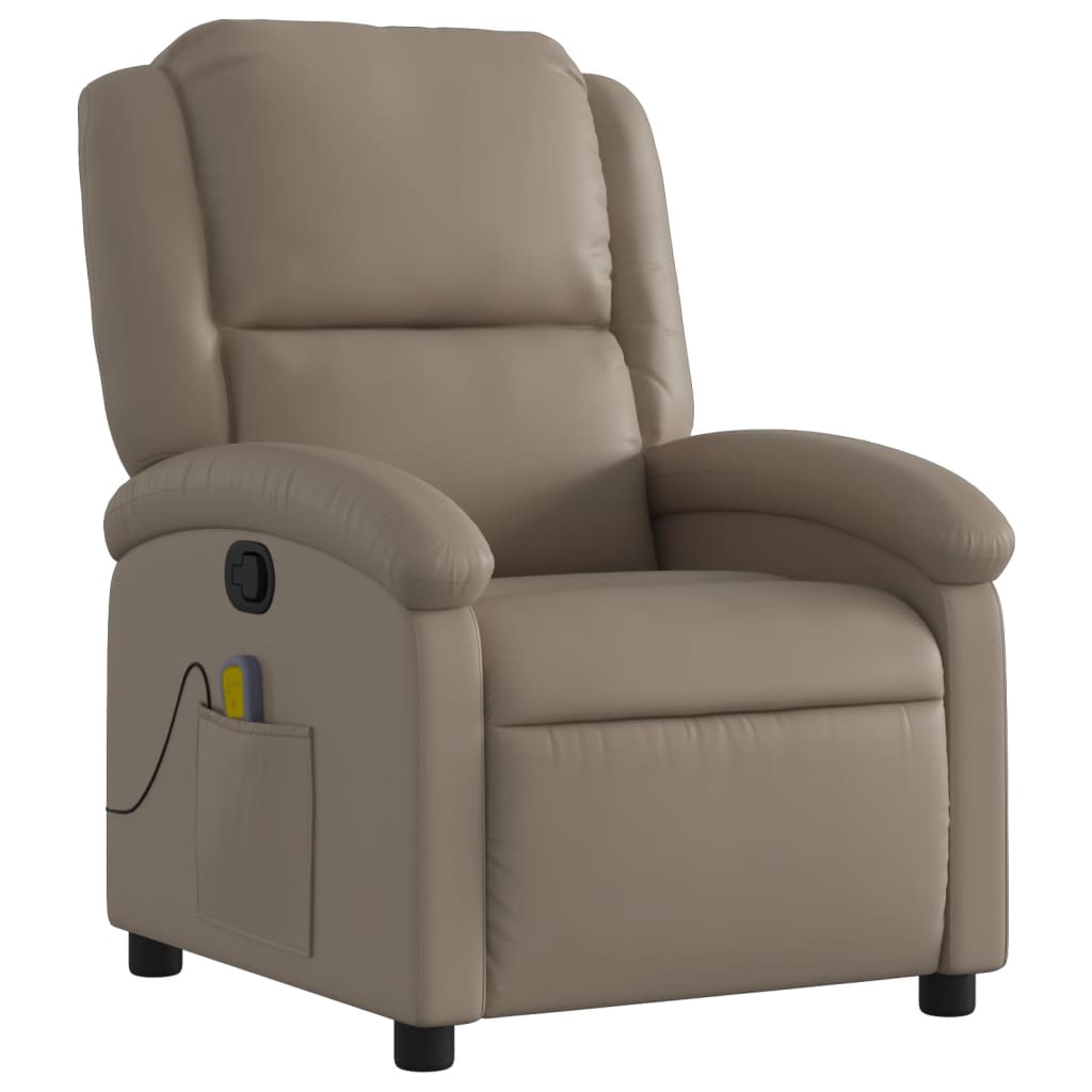 Reclining massage chair, cappuccino color, artificial leather