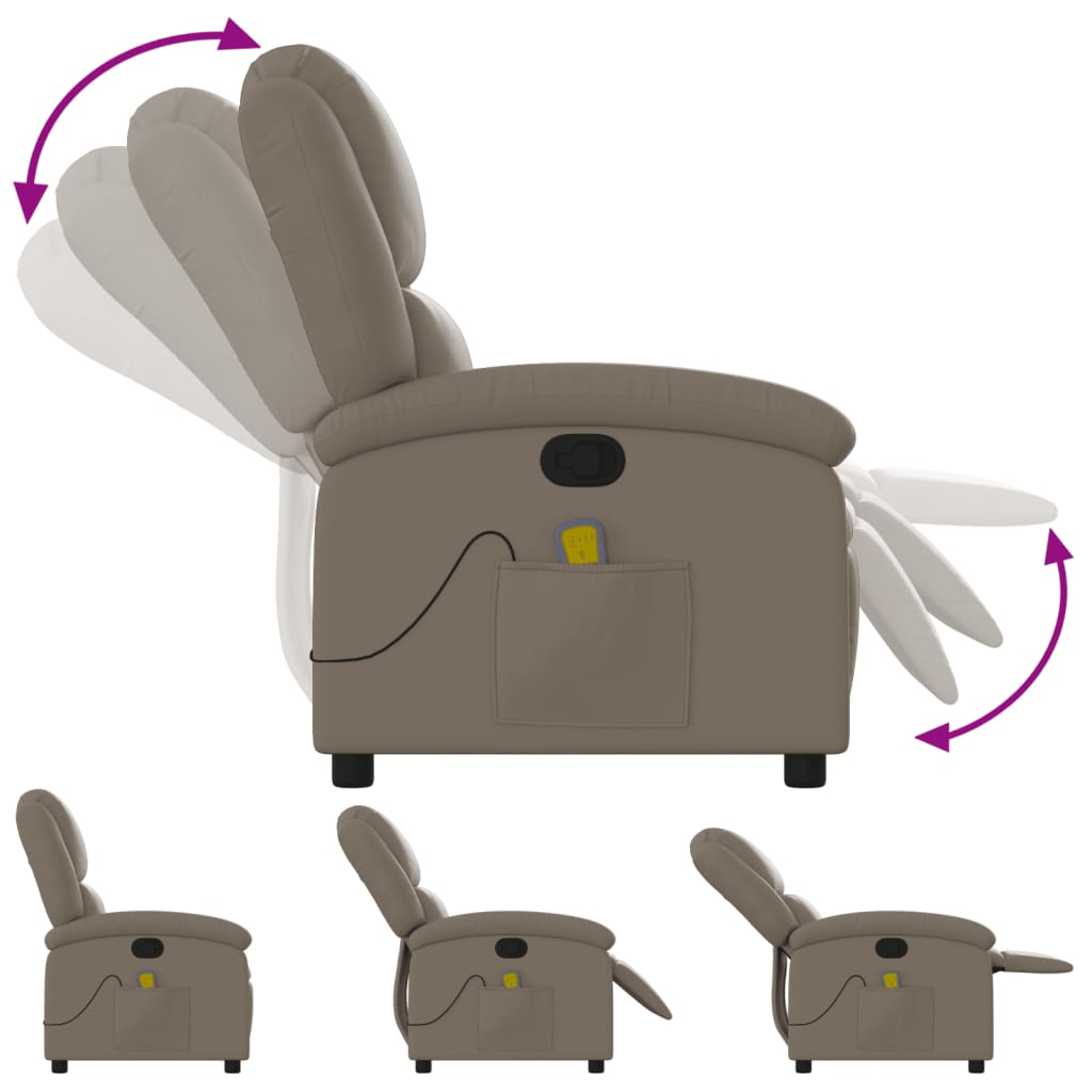 Reclining massage chair, cappuccino color, artificial leather