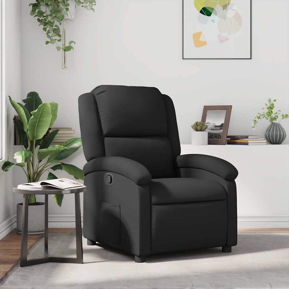 Recliner, black, genuine leather