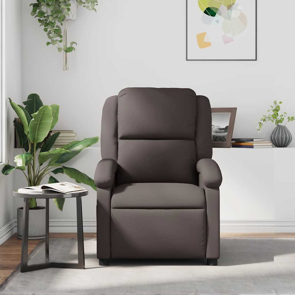 Recliner, dark brown, genuine leather