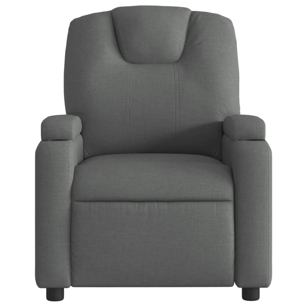 Reclining armchair, dark grey, fabric