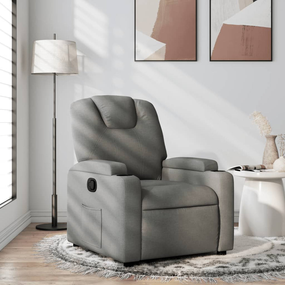 Reclining armchair, dark grey, fabric