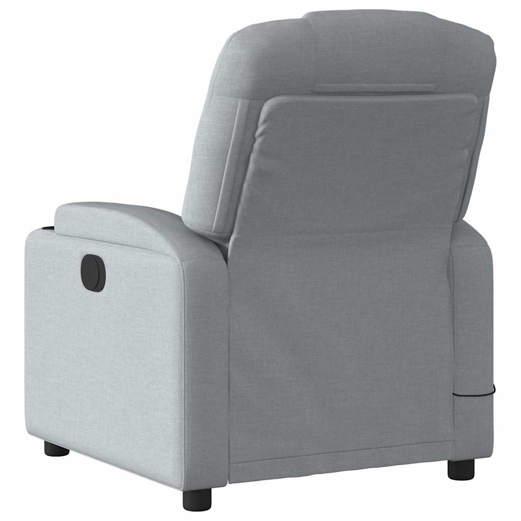 Reclining massage chair, light grey, fabric