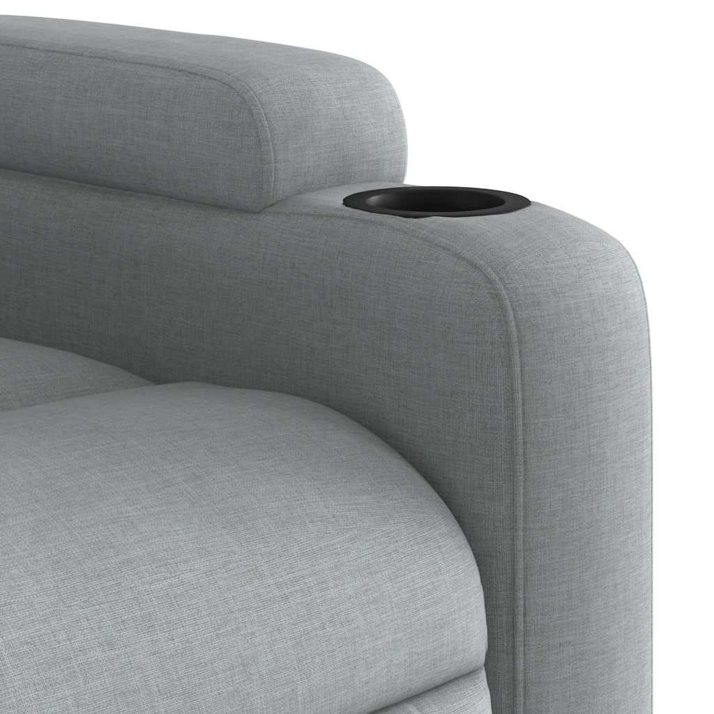 Reclining massage chair, light grey, fabric