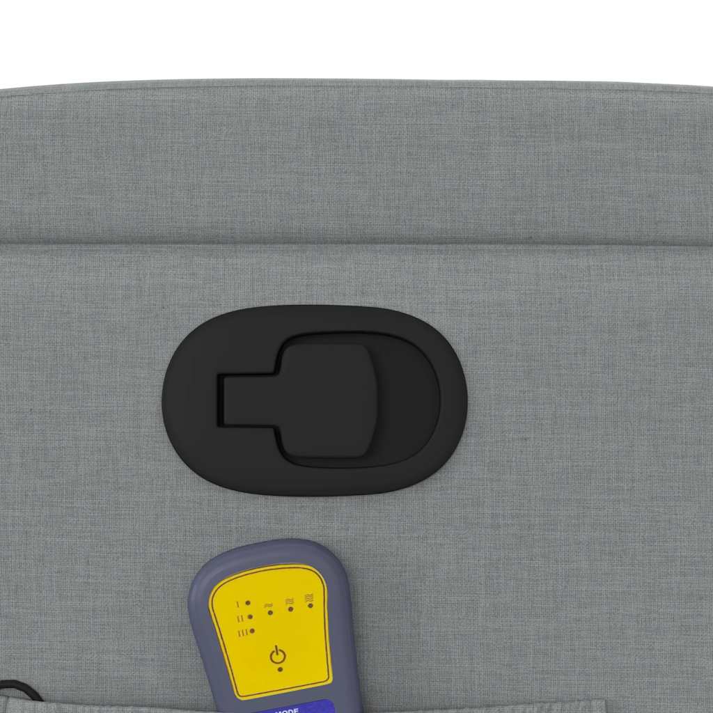 Reclining massage chair, light grey, fabric