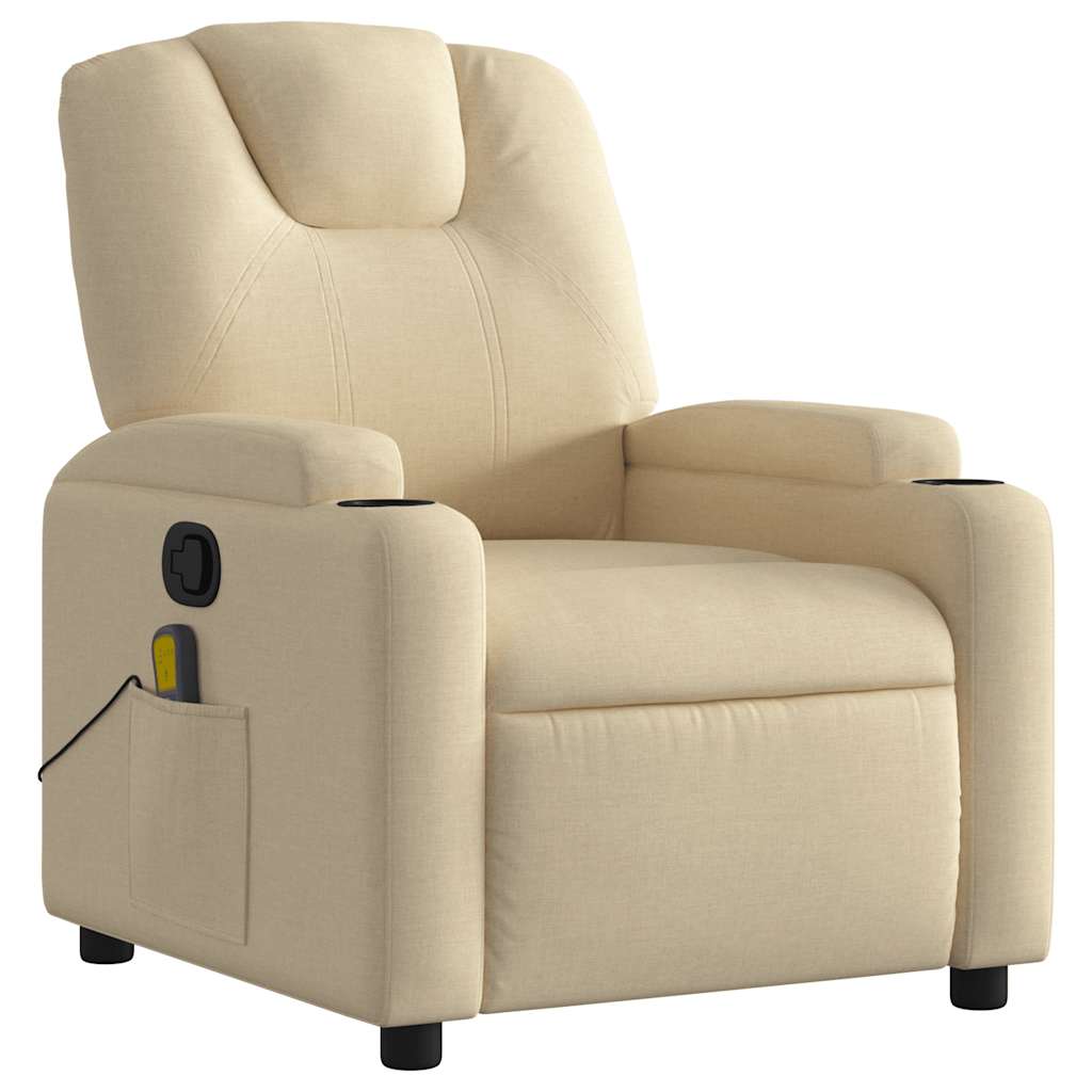 Reclining massage chair, cream, fabric