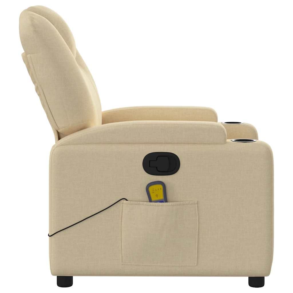 Reclining massage chair, cream, fabric