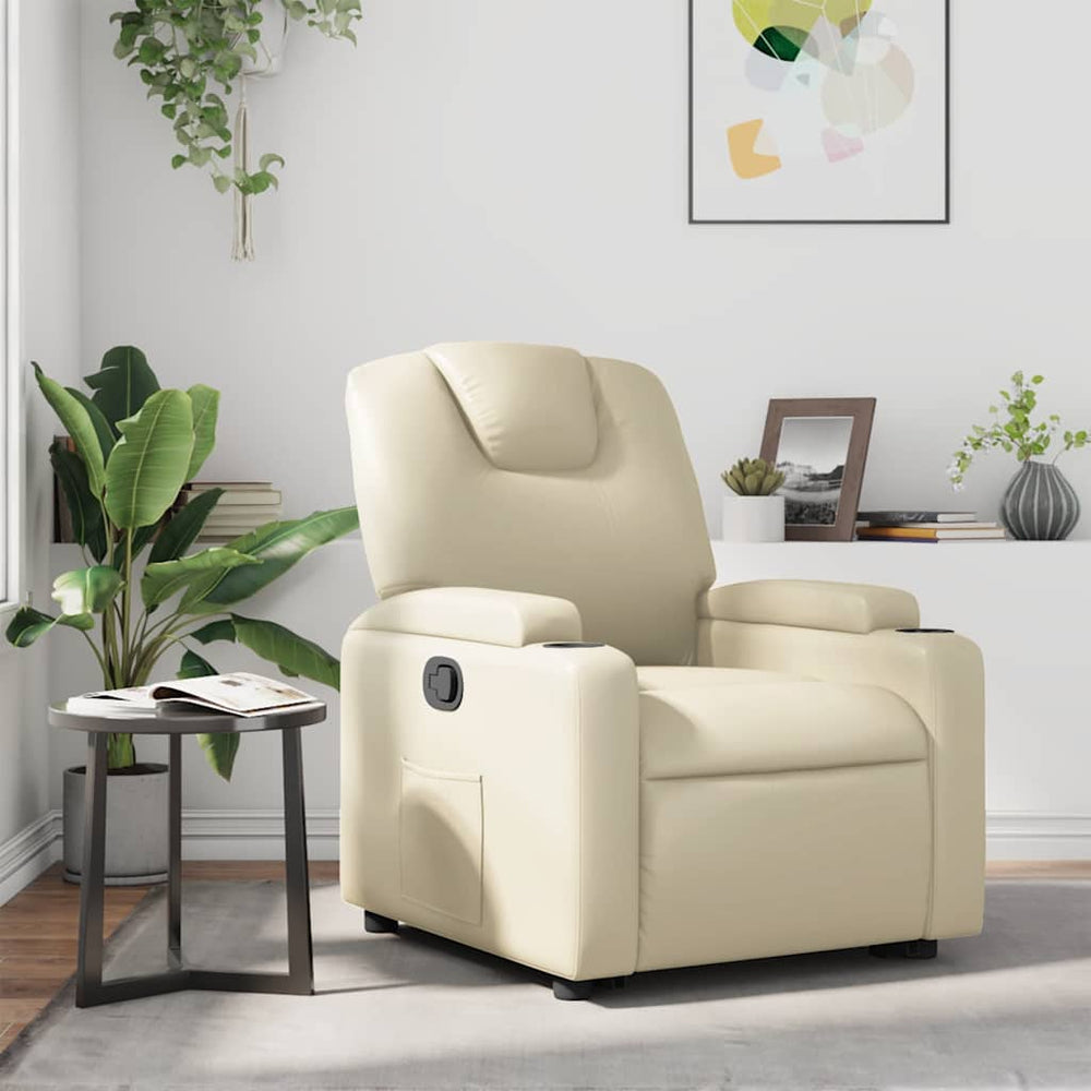 Recliner, cream, faux leather