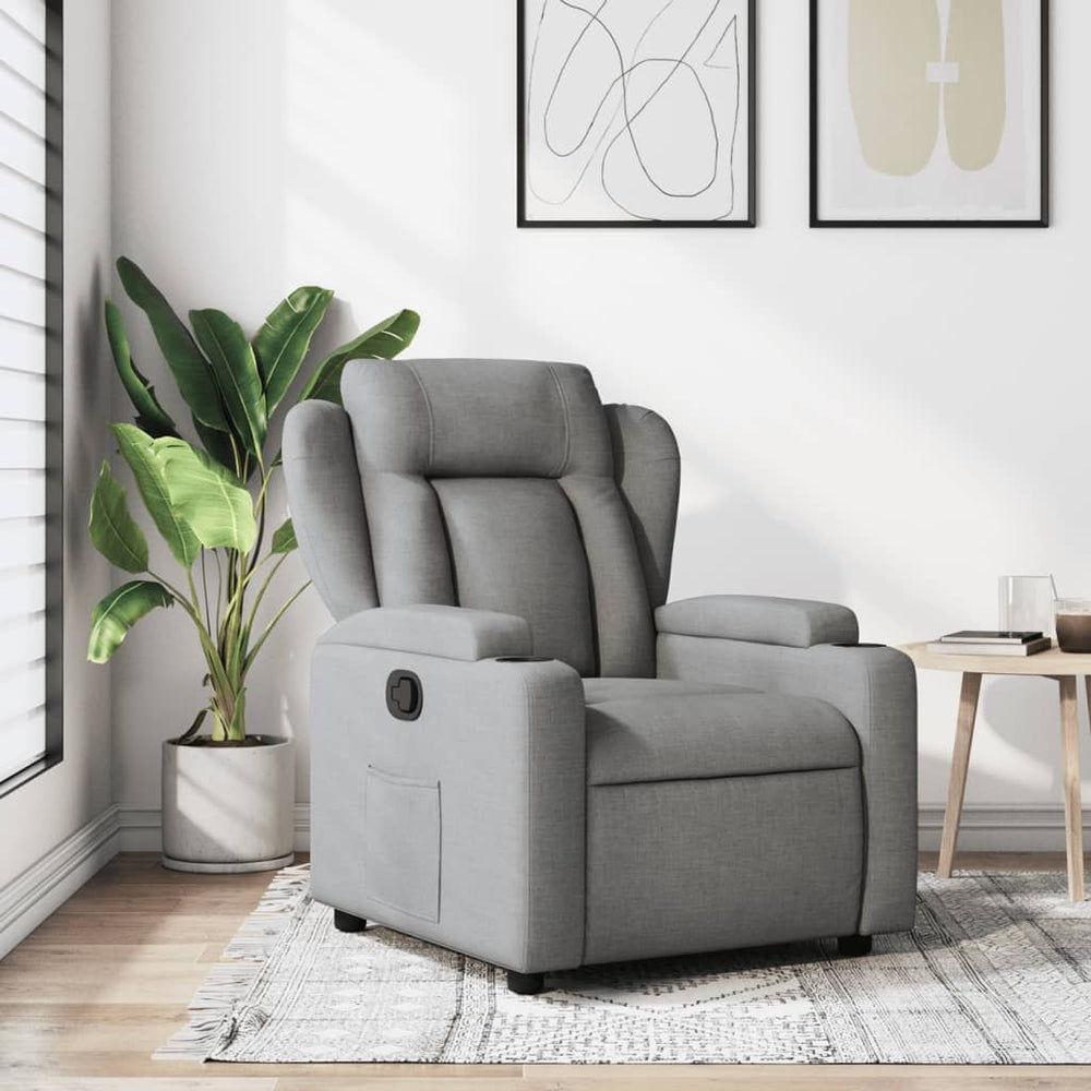 Recliner, light grey, fabric