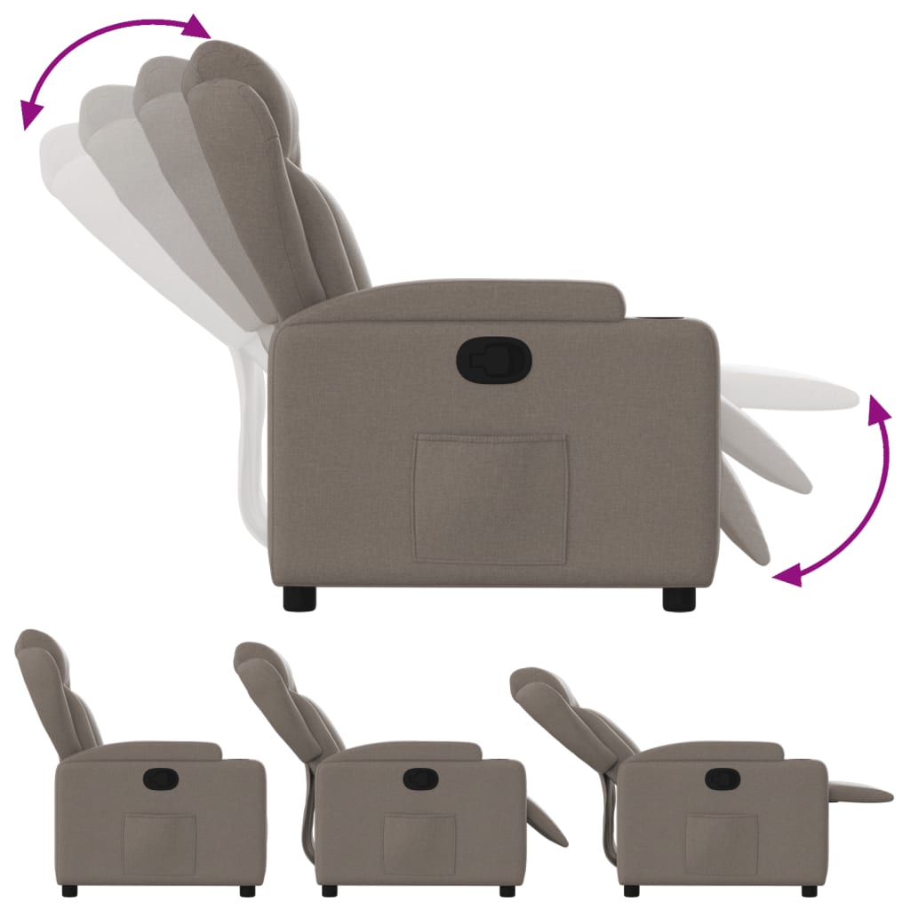 Recliner, taupe, fabric