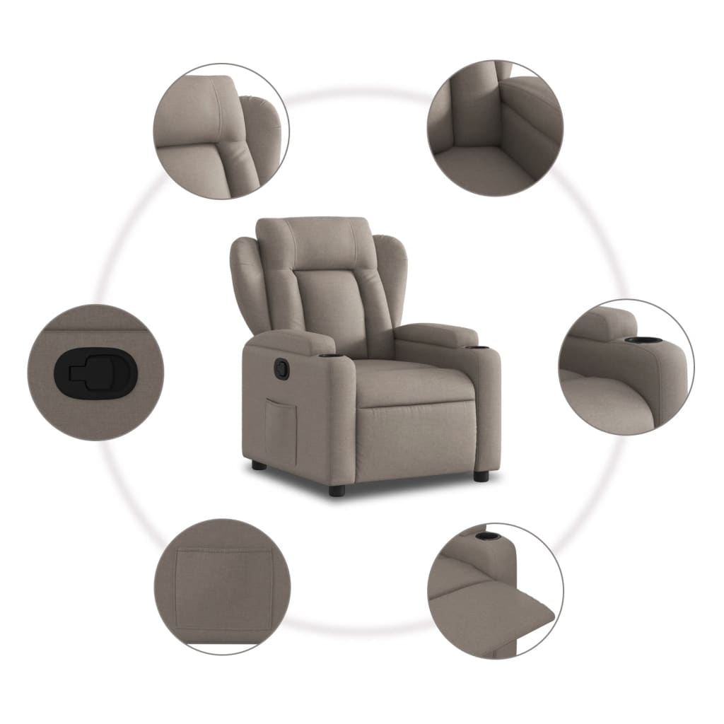 Recliner, taupe, fabric