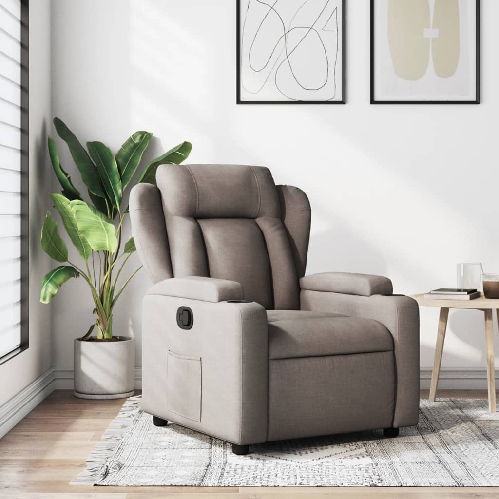 Recliner, taupe, fabric