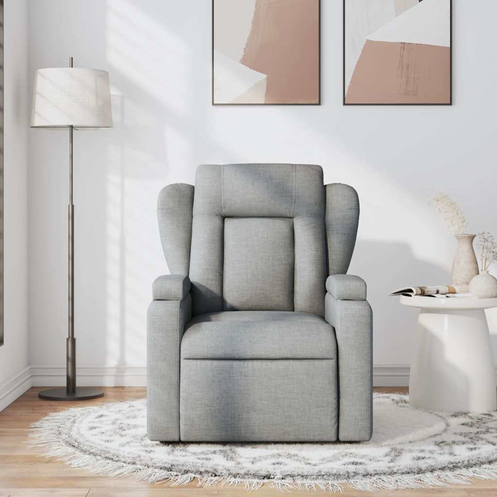 Reclining massage chair, light grey, fabric
