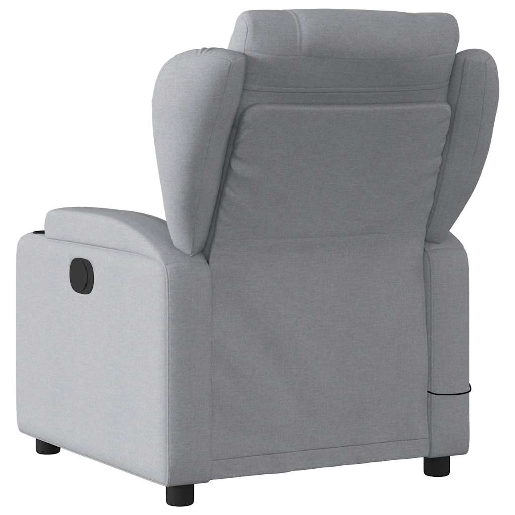 Reclining massage chair, light grey, fabric