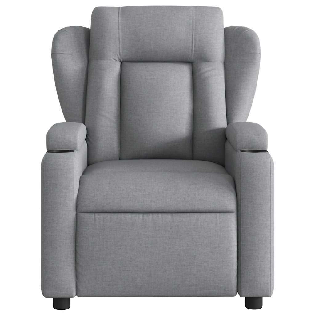 Reclining massage chair, light grey, fabric