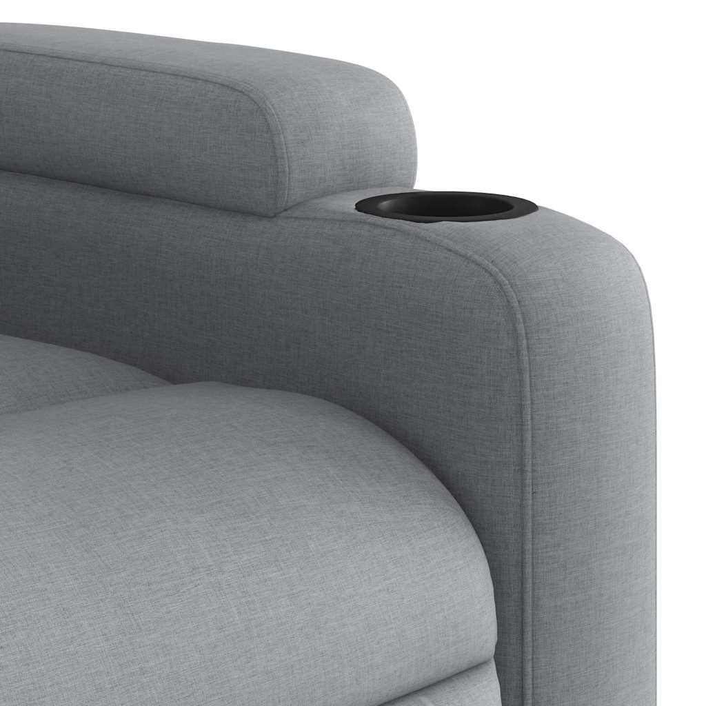 Reclining massage chair, light grey, fabric