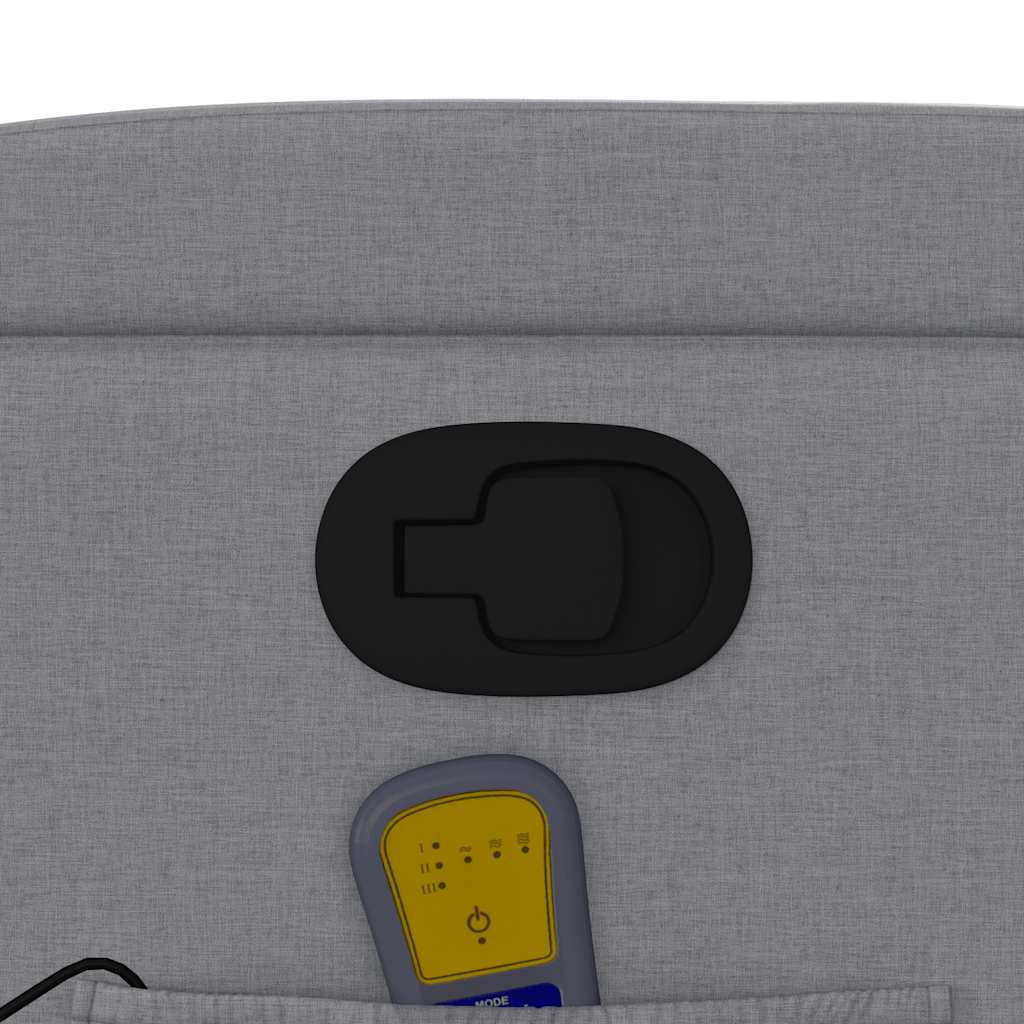 Reclining massage chair, light grey, fabric