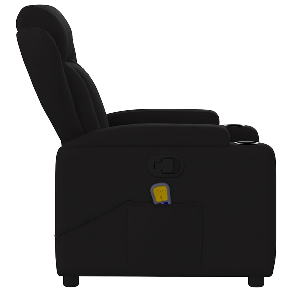 Reclining massage chair, black, fabric