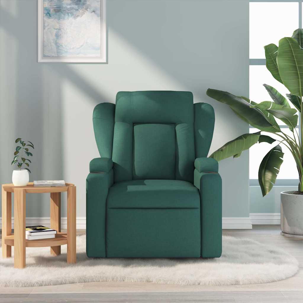 Reclining massage chair, dark green, fabric